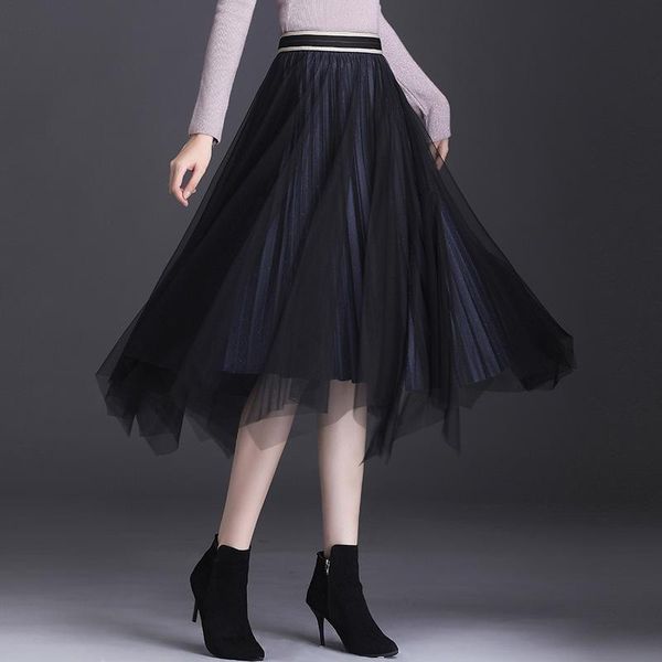 skirts women tulle double sided fashion elastic high waist 3 layered mesh tutu skirt pleated irregular long midi jupe, Black
skirts women tulle double sided fashion elastic high waist 3 layered mesh tutu skirt pleated irregular long midi jupe, Black