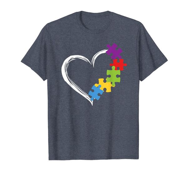 love ribbon heart puzzle autism awareness gift shirt, White;black 
love ribbon heart puzzle autism awareness gift shirt, White;black