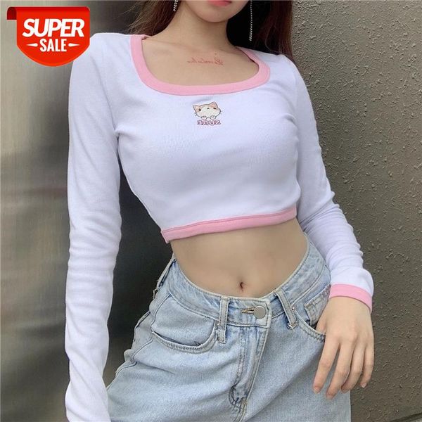 cute cat pattern letter printed cropped square neck long sleeve casual fitting t-shirt spring autumn wild shirt clothes #di4w, White
cute cat pattern letter printed cropped square neck long sleeve casual fitting t-shirt spring autumn wild shirt clothes #di4w, White