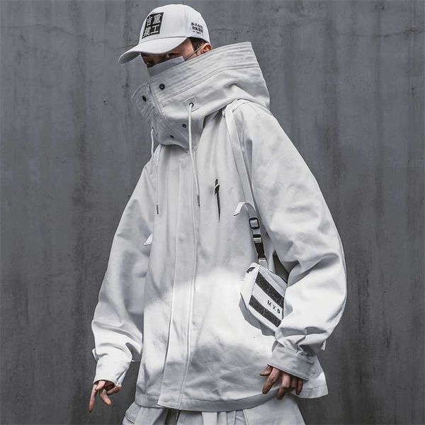 spring japanese streetwear techwear turtleneck hooded zip up jacket coat for men 211008, Black;brown
spring japanese streetwear techwear turtleneck hooded zip up jacket coat for men 211008, Black;brown