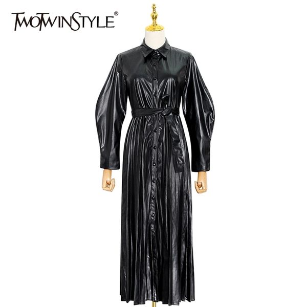 black lace up leather dress for women lapel long sleeve button ruched minimalist midi dresses female autumn 210520, Black;gray
black lace up leather dress for women lapel long sleeve button ruched minimalist midi dresses female autumn 210520, Black;gray