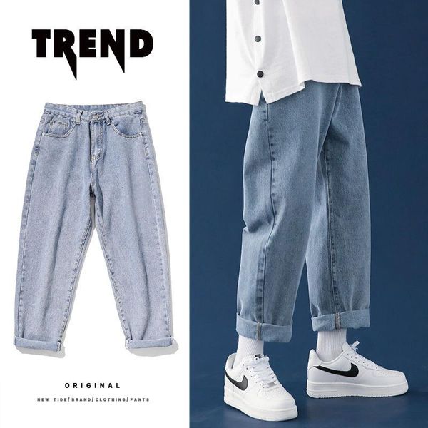 men's jeans pure color straight men korean fashion loose casual harajuku streetwear retro oversized wide-leg, Blue
men's jeans pure color straight men korean fashion loose casual harajuku streetwear retro oversized wide-leg, Blue