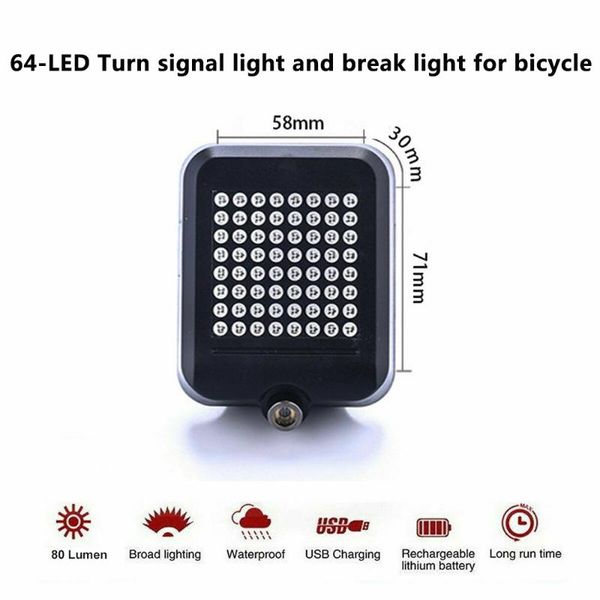 bike lights 64-led tail light automatic direction indicator usb rechargeable mtb bicycle cycling safty warning turn signal break
bike lights 64-led tail light automatic direction indicator usb rechargeable mtb bicycle cycling safty warning turn signal break