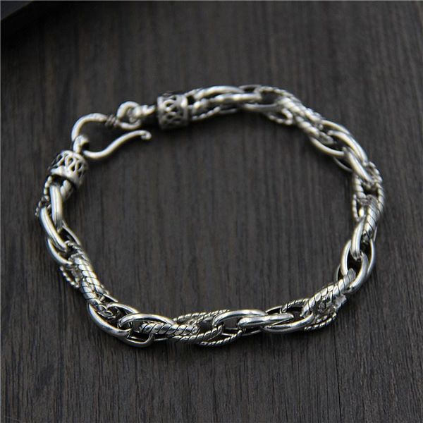 link, chain genuine 925 sterling silver chain-link bracelets trendy jewelry for women men punk solid bracelet twist link, Black
link, chain genuine 925 sterling silver chain-link bracelets trendy jewelry for women men punk solid bracelet twist link, Black