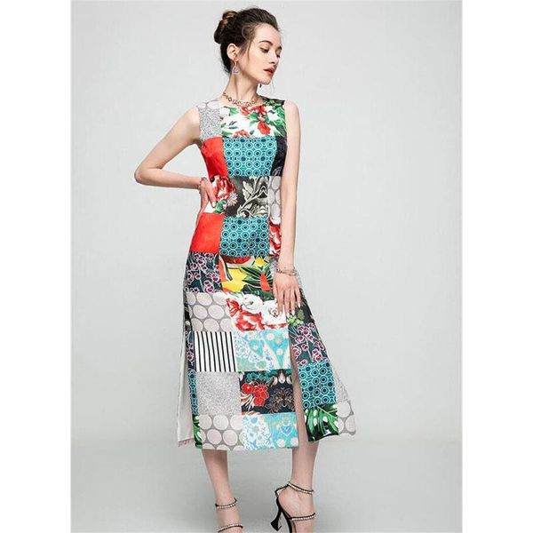 casual dresses women dress fashion runway summer o-neck floral print side split vestidos np1545n, Black;gray
casual dresses women dress fashion runway summer o-neck floral print side split vestidos np1545n, Black;gray