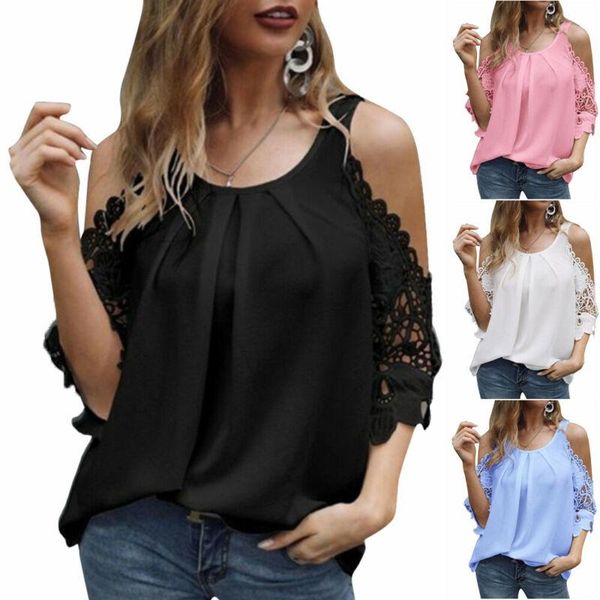 women's t-shirt womens solid cold shoulder loose for women summer ladies clothes hollow sleeve casual tee, White
women's t-shirt womens solid cold shoulder loose for women summer ladies clothes hollow sleeve casual tee, White