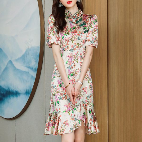 luxury casual dresses improved cheongsam women 2021 chine style young man silkworm silk drs fishtail skirt, Black;gray
luxury casual dresses improved cheongsam women 2021 chine style young man silkworm silk drs fishtail skirt, Black;gray