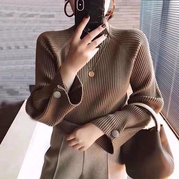 women's sweaters women autumn and winter half high collar knitted solid female soft elastic soild color pullover button full sleeve, White;black
women's sweaters women autumn and winter half high collar knitted solid female soft elastic soild color pullover button full sleeve, White;black