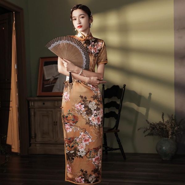ethnic clothing long vintage button qipao women stain mandarin collar cheongsams print flowers chinese dress classic prom gown vestidos, Red
ethnic clothing long vintage button qipao women stain mandarin collar cheongsams print flowers chinese dress classic prom gown vestidos, Red