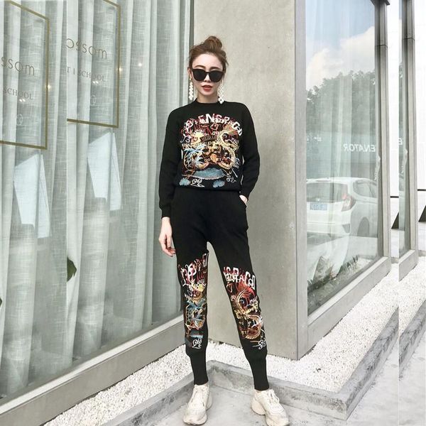 women fashion casual knitted tracksuit outfits autumn o neck long-sleeve pullover knit long pants set female black knitwear sets women', White
women fashion casual knitted tracksuit outfits autumn o neck long-sleeve pullover knit long pants set female black knitwear sets women', White