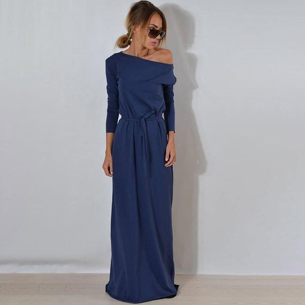 autumn women long maxi dress slash neck sashes winter dresses casual sleeve solid floor length female, Black;gray
autumn women long maxi dress slash neck sashes winter dresses casual sleeve solid floor length female, Black;gray