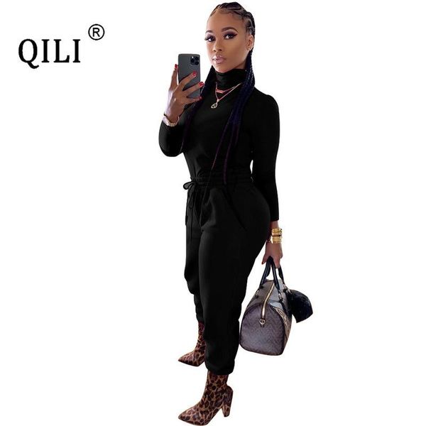 women's jumpsuits & rompers qili women outfits long sleeve two piece set fashion high collar up pockets casual matching sets, Black;white
women's jumpsuits & rompers qili women outfits long sleeve two piece set fashion high collar up pockets casual matching sets, Black;white
