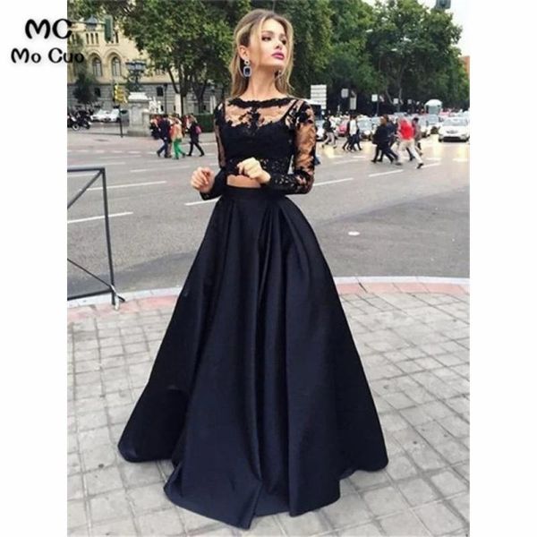 party dresses sheer lace bateau prom long sleeves floor-length dress for graduation satin evening women, White;black
party dresses sheer lace bateau prom long sleeves floor-length dress for graduation satin evening women, White;black