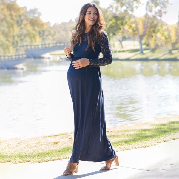 spring fashion pure color lace hollow long sleeve dress for pregnant women maternity dresses, White
spring fashion pure color lace hollow long sleeve dress for pregnant women maternity dresses, White
