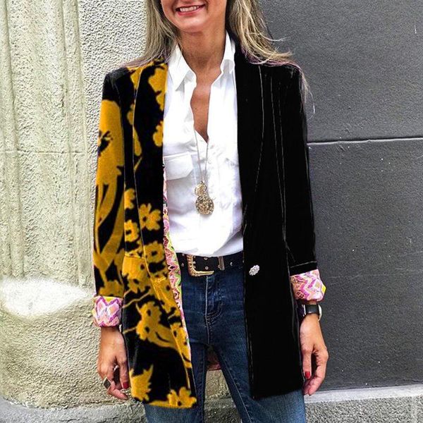 women's jackets autumn winter fashion double-sided printing lapel blazer casual office jacket women chic single-breasted outwear, Black;brown
women's jackets autumn winter fashion double-sided printing lapel blazer casual office jacket women chic single-breasted outwear, Black;brown