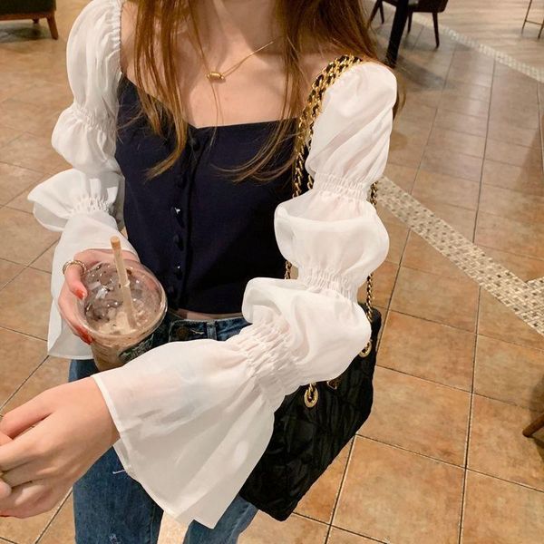 women's knits & tees woman sweaters femme chandails color matching fall slim fit square collar sweater short pull hiver, White
women's knits & tees woman sweaters femme chandails color matching fall slim fit square collar sweater short pull hiver, White