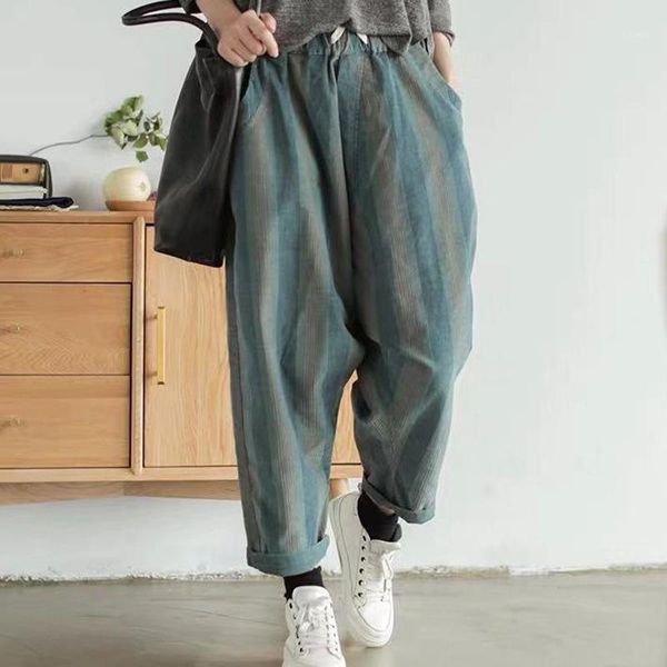 women's pants & capris autumn striped corduroy full length women cross-pants 2021 casual vintage mid elastic waist all-match ft345, Black;white
women's pants & capris autumn striped corduroy full length women cross-pants 2021 casual vintage mid elastic waist all-match ft345, Black;white