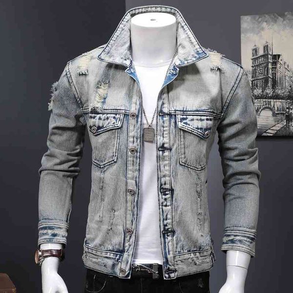 s 2020 autumn new hole jeans coat nostalgic rro fashion slim men zipper pock denim et, Black;white
s 2020 autumn new hole jeans coat nostalgic rro fashion slim men zipper pock denim et, Black;white