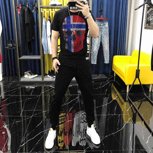 men's tracksuits all-match thin british skull strass to neck t-shirt + pants short sleeve sets men will see sweatshirt 73jy, Gray
men's tracksuits all-match thin british skull strass to neck t-shirt + pants short sleeve sets men will see sweatshirt 73jy, Gray