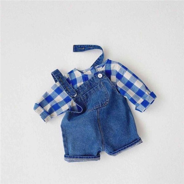 0 3y casual toddler baby boy clothing blue plaid print long sleeve pullovers denim straps shorts overalls autumn 2pcs, White
0 3y casual toddler baby boy clothing blue plaid print long sleeve pullovers denim straps shorts overalls autumn 2pcs, White
