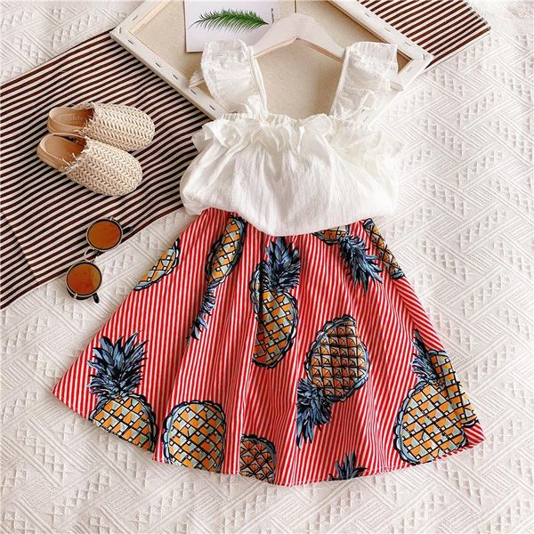 summer sweet girls clothing sets short sleeve solid color pineapple print skirt outfits 2-6 year kids casual clothes, White
summer sweet girls clothing sets short sleeve solid color pineapple print skirt outfits 2-6 year kids casual clothes, White