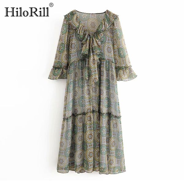chiffon long dress women floral print v neck ruffles elegant party three quarter sleeve casual midi es 210508, Black;gray
chiffon long dress women floral print v neck ruffles elegant party three quarter sleeve casual midi es 210508, Black;gray