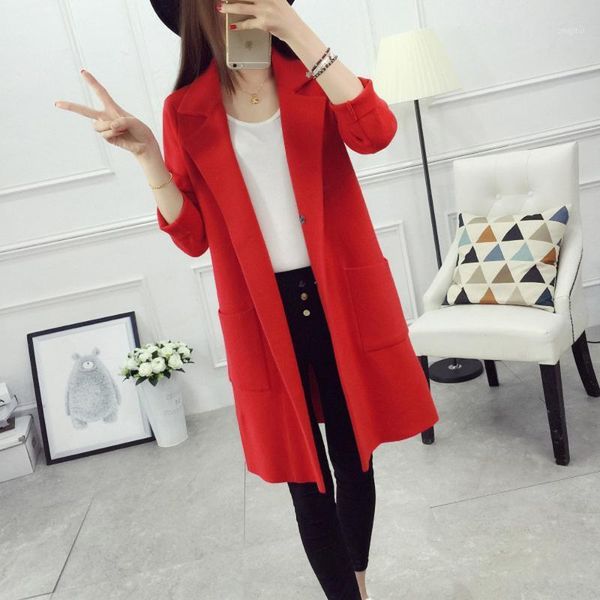 women's sweaters autumn long red sweater cardigan casual sleeve pocket lapel poncho loose coat ladies outwear knitted, White;black
women's sweaters autumn long red sweater cardigan casual sleeve pocket lapel poncho loose coat ladies outwear knitted, White;black