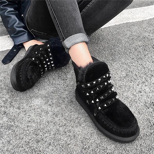 fashion concise rivets snow boots ankle for women platforms low heels shoes woman autumn winter warm casual, Black
fashion concise rivets snow boots ankle for women platforms low heels shoes woman autumn winter warm casual, Black
