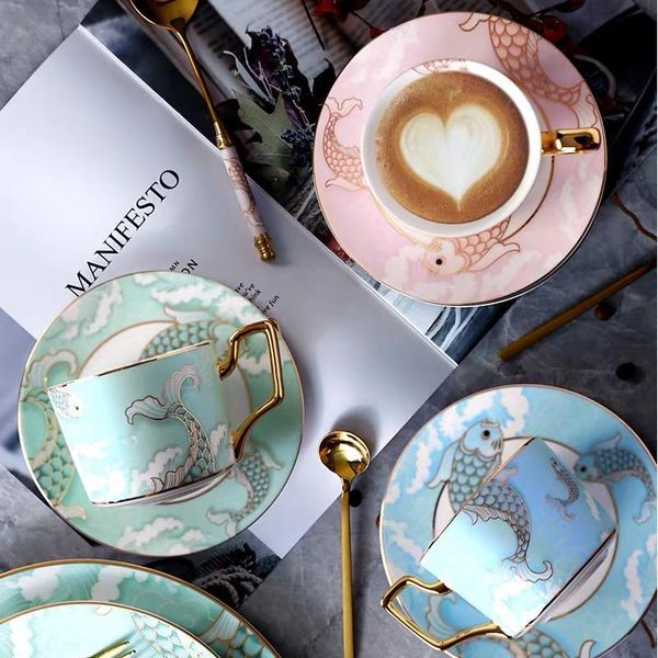 ceramic coffee cup saucer set pink blue green light luxury flower tea spoon household office use for cups & saucers
ceramic coffee cup saucer set pink blue green light luxury flower tea spoon household office use for cups & saucers