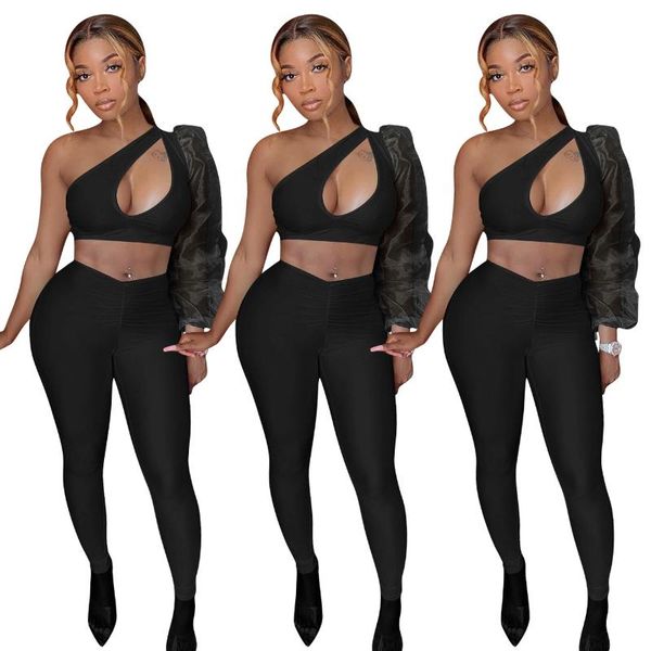 women's two piece pants 2022 summer fashion women outfits set solid color puff sleeve one shoulder long crop two-piece, White
women's two piece pants 2022 summer fashion women outfits set solid color puff sleeve one shoulder long crop two-piece, White