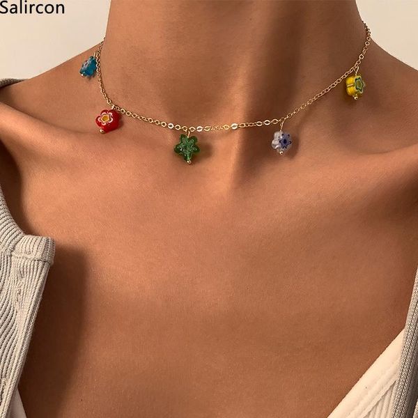 pendant necklaces korean fashion colorful flowers necklace for women girls short clavicle chain choker aesthetic indie jewelry, Silver
pendant necklaces korean fashion colorful flowers necklace for women girls short clavicle chain choker aesthetic indie jewelry, Silver