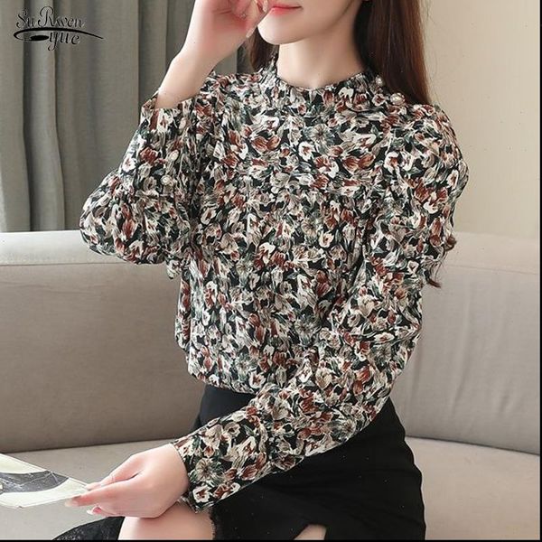 women shirt spring chiffon blouse long sleeve print office lady stand collar pullover blusas mujer de moda 50, White
women shirt spring chiffon blouse long sleeve print office lady stand collar pullover blusas mujer de moda 50, White