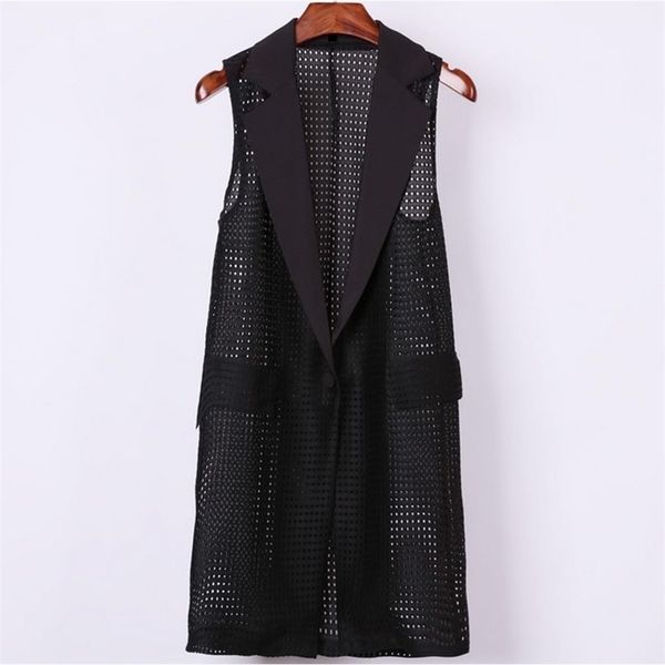 plus size 4xl women black long hollow vest coat europen style waistcoat sleeveless jacket large outwear roupa female 210915, Black;white
plus size 4xl women black long hollow vest coat europen style waistcoat sleeveless jacket large outwear roupa female 210915, Black;white