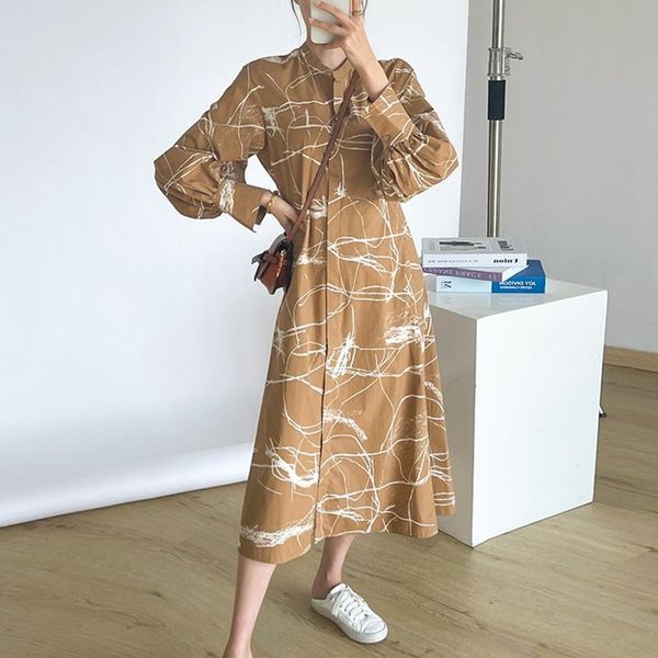 casual dresses women stand collar cotton midi dress abstract striped print ladies long sleeve single breasted fashion shirt robe 2021 autumn, Black;gray
casual dresses women stand collar cotton midi dress abstract striped print ladies long sleeve single breasted fashion shirt robe 2021 autumn, Black;gray