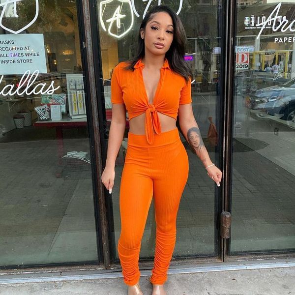 women's two piece pants solid color casual suit short sleeve lapel t-shirt elastic waist slim pant sets, White
women's two piece pants solid color casual suit short sleeve lapel t-shirt elastic waist slim pant sets, White