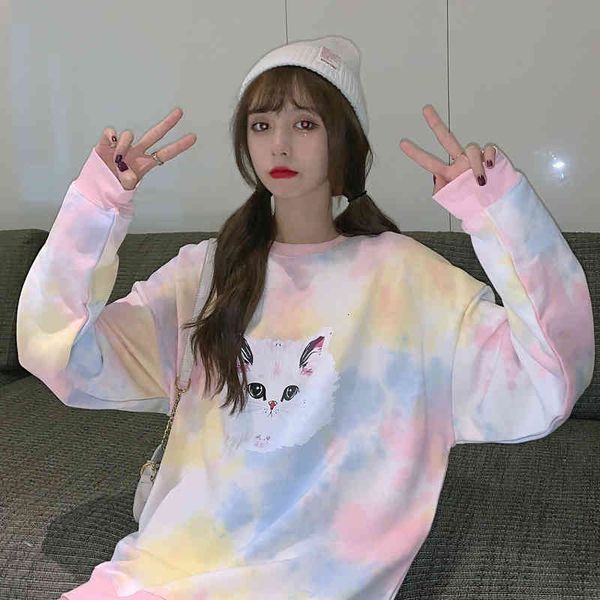 hoodies sweet female hoodies loose tie dye cat impression cotton pullovers baggy feminine, Black
hoodies sweet female hoodies loose tie dye cat impression cotton pullovers baggy feminine, Black