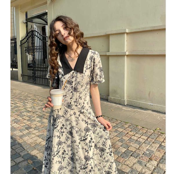 french vintage black patchwork high waist dress hepburn style print lapel elegant slim roman summer women's dresses 210527, Black;gray
french vintage black patchwork high waist dress hepburn style print lapel elegant slim roman summer women's dresses 210527, Black;gray