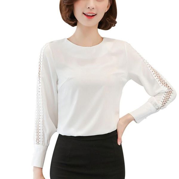 women's blouses & shirts fashion woman o neck long sleeve lace office lady blouse solid, White
women's blouses & shirts fashion woman o neck long sleeve lace office lady blouse solid, White