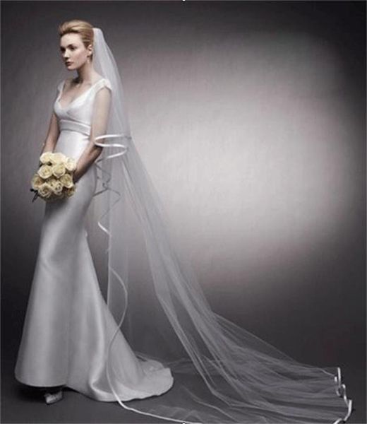 bridal veils white 2t long wedding two layered with ribbon edge chapel train mesh for bride comb, Black
bridal veils white 2t long wedding two layered with ribbon edge chapel train mesh for bride comb, Black