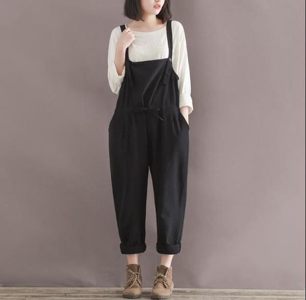 women's jumpsuits & rompers woman overalls harembroek black cotton plus size pants casual loose trousers women summer wide leg rq41, Black;white
women's jumpsuits & rompers woman overalls harembroek black cotton plus size pants casual loose trousers women summer wide leg rq41, Black;white