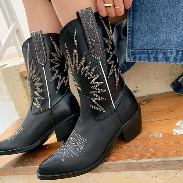 boots retro cow boy emboridery ankle genuine leather chunky heel shoes autumn winter women's cowgirl botas mujer, Black
boots retro cow boy emboridery ankle genuine leather chunky heel shoes autumn winter women's cowgirl botas mujer, Black