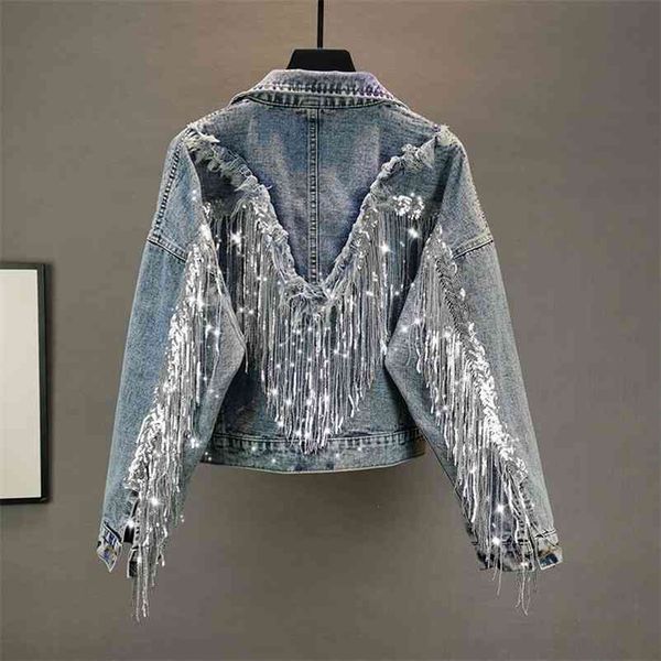 denim jackets women autumn sequin tassel street cool jeans coat female short jacket a3741 210519, Black;brown
denim jackets women autumn sequin tassel street cool jeans coat female short jacket a3741 210519, Black;brown