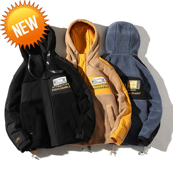 new autumn and winter jacket men ins trend hooded men's solid color patch lamb fur coat male youth teddy men, Black
new autumn and winter jacket men ins trend hooded men's solid color patch lamb fur coat male youth teddy men, Black