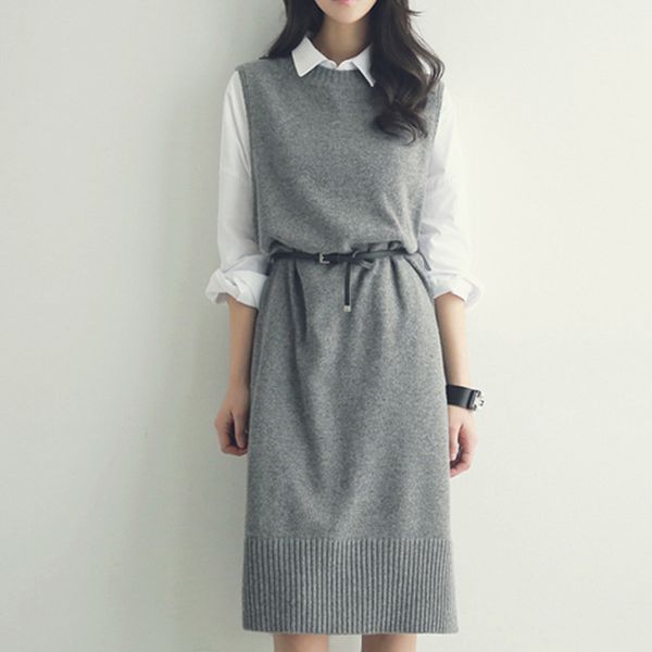 2 colors women long knitted sweater dress vest sleeveless warm autumn winter pullover vest dress sweater casual +belt (yx1302), White;black
2 colors women long knitted sweater dress vest sleeveless warm autumn winter pullover vest dress sweater casual +belt (yx1302), White;black