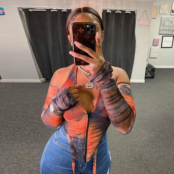 women's t-shirt stylish see-through halter clubwear women tie dye stacked off shoulder crop streetwear 2021 fall harajuku mesh tshirt, White
women's t-shirt stylish see-through halter clubwear women tie dye stacked off shoulder crop streetwear 2021 fall harajuku mesh tshirt, White