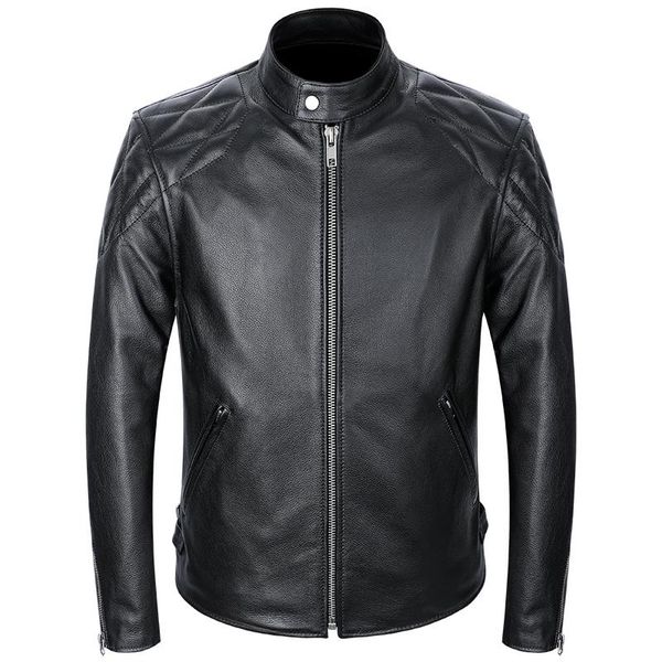 men's leather & faux classical motorcycle genuine jackets really natural cowhide thick moto jacket slim short coat man clothes, Black
men's leather & faux classical motorcycle genuine jackets really natural cowhide thick moto jacket slim short coat man clothes, Black
