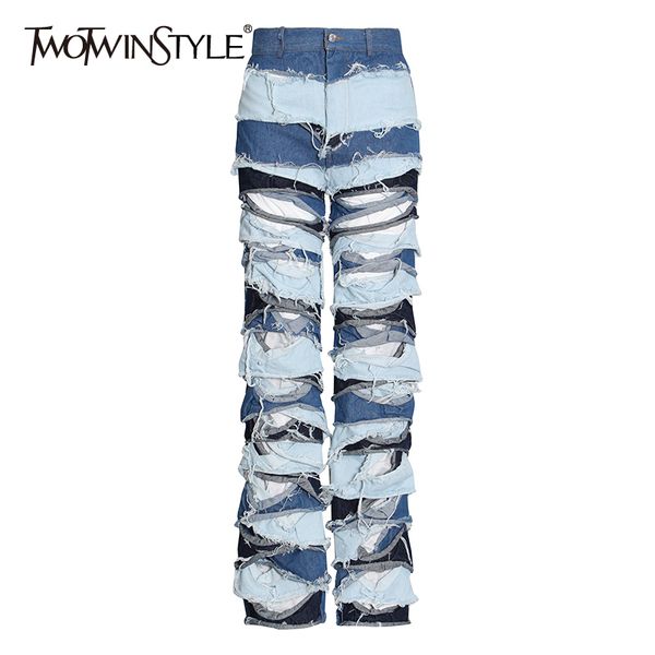 twotwinstyle streetwear hit color jeans for women high waist patchwork tassel wide leg denim pants female fashion new tide 210428, Blue
twotwinstyle streetwear hit color jeans for women high waist patchwork tassel wide leg denim pants female fashion new tide 210428, Blue