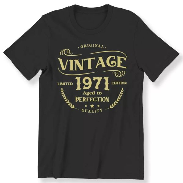 vintage 50th birthday 1971 men women aged to perfection t-shirt gift 100% cotton, White;black
vintage 50th birthday 1971 men women aged to perfection t-shirt gift 100% cotton, White;black
