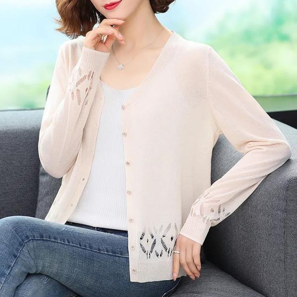 women's knits & tees long sleeve knitwear women jacket summer autumn knitted cardigan button up thin ice silk sweater hollow sunscreen, White
women's knits & tees long sleeve knitwear women jacket summer autumn knitted cardigan button up thin ice silk sweater hollow sunscreen, White