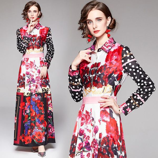 casual dresses european and american fashion elegant office lady women long sleeve design floral dot print shirt dress luxury party maxi, Black;gray
casual dresses european and american fashion elegant office lady women long sleeve design floral dot print shirt dress luxury party maxi, Black;gray